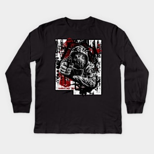 "Surreal Assassin" Trash Polka, Macabre, Monster Kids Long Sleeve T-Shirt